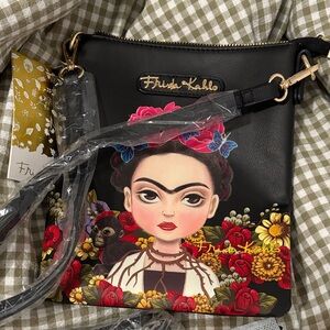 Frida Kahlo Black Crossbody Bag